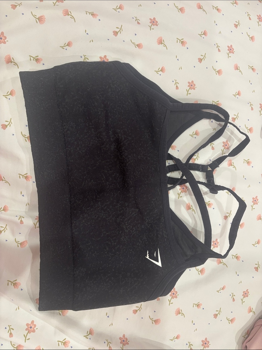 Gymshark Black Strappy Sports Bra with Branded Logo